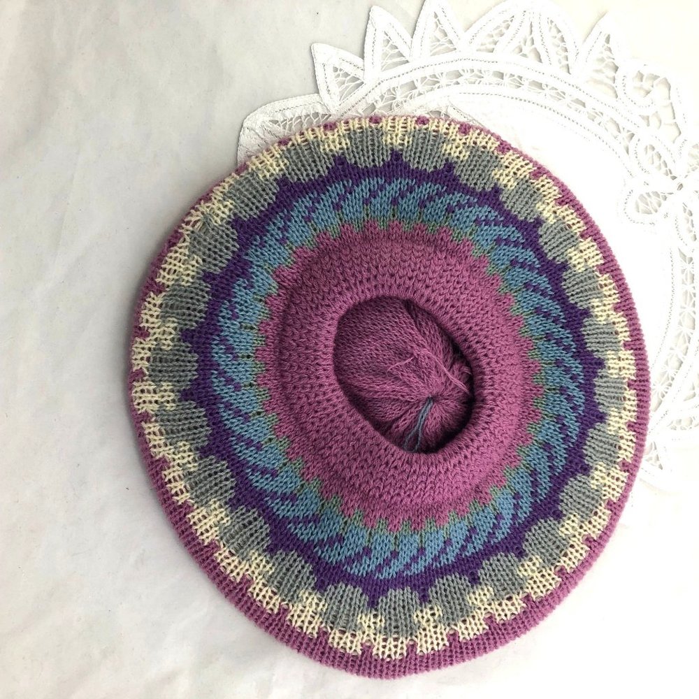 Vintage Knit Beret Sweater Hat Fall Winter Slouchy - Picture 5 of 5